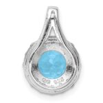 Sterling Silver Rhodium White Topaz & Lght Sw. Blue Topaz Circle Pendant - Image 4