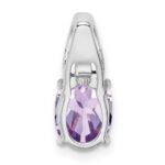 Sterling Silver Rhodium-plated Diamond and Pink Quartz Oval Pendant - Image 4