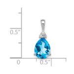 Sterling Silver Rhodium Diamond & Lght Sw. Blue Topaz Teardrop Pendant - Image 3