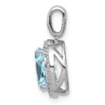 Sterling Silver Rhodium-plated with Light Swiss Blue Topaz Oval Pendant - Image 2