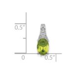 Sterling Silver Rhodium-plated Diamond and Peridot Oval Pendant - Image 3