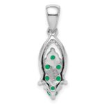 Sterling Silver Rhodium-plated Diamond & Emerald Pendant - Image 4