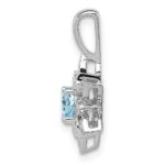 Sterling Silver Rhodium-plated Diamond & Light Blue Topaz Pendant - Image 2