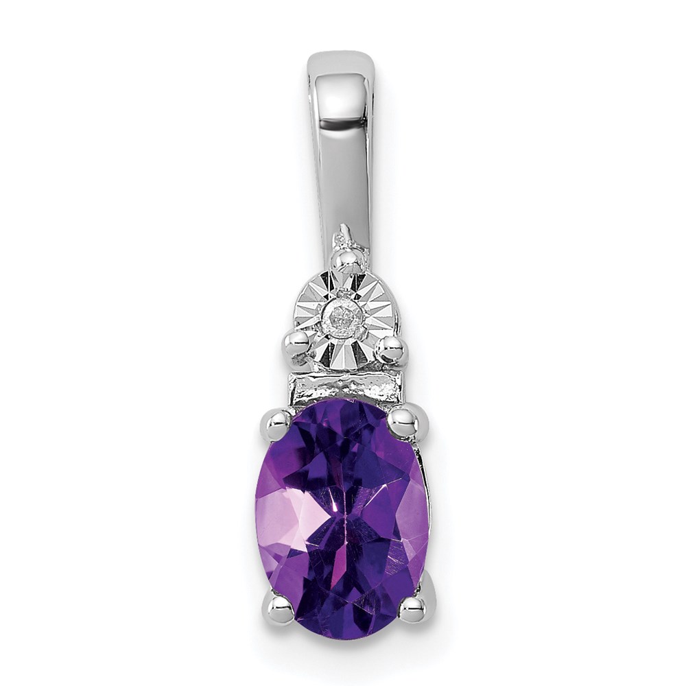 QP3077AM.jpg Sterling Silver Rhodium-plated Diamond and Amethyst Pendant - Image 1
