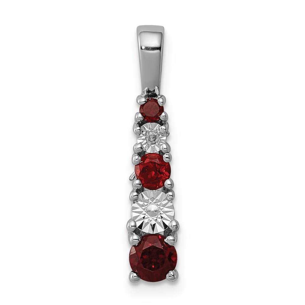 QP3117GA.jpg Sterling Silver Rhodium-plated Garnet & Diamond Pendant - Image 1