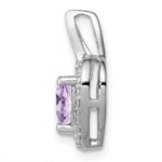 Sterling Silver Rhodium-plated Pink Quartz and Diamond Pendant - Image 2