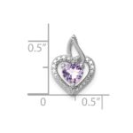 Sterling Silver Rhodium-plated Pink Quartz and Diamond Pendant - Image 3