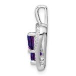 Sterling Silver Rhodium-plated Amethyst and Diamond Pendant - Image 2