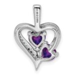 Sterling Silver Rhodium-plated Amethyst and Diamond Pendant - Image 4