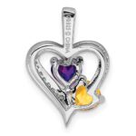 Sterling Silver Rhodium-plated Amethyst Citrine and Diamond Pendant - Image 4