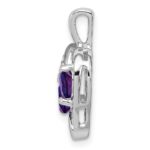 Sterling Silver Rhodium-plated Amethyst and Diamond Pendant - Image 2