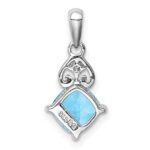 Sterling Silver Rhodium Plated Diamond and Light Swiss BT Pendant - Image 4