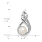 Sterling Silver Rhod Plated Diamond and FW Cultured Pearl Chain Slide - Image 3