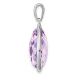 Sterling Silver Rhodium Plated Diamond and Rose de France Pendant - Image 2