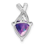 Sterling Silver Rhodium Plated Amethyst and White Topaz Pendant - Image 4