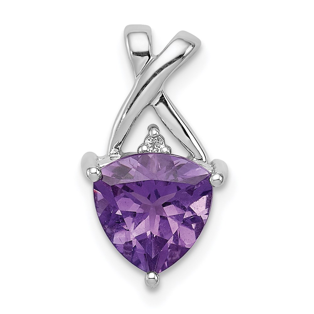 QP3170AM.jpg Sterling Silver Rhodium Plated Amethyst and White Topaz Pendant - Image 1