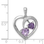 Sterling Silver RH Plated Diamond Amethyst and Rose de France Pendant - Image 2