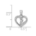 Sterling Silver Rhodium-Plated Diamond Heart Pendant - Image 4