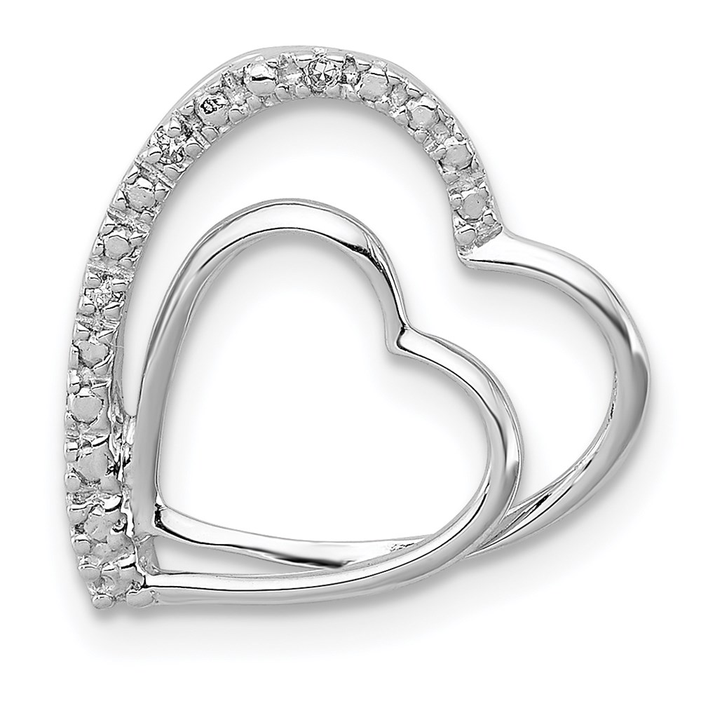 QP3285.jpg Sterling Silver Rhodium Plated Diamond Double Heart Pendant - Image 1