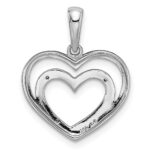Sterling Silver Rhodium Plated Diamond Double Heart Pendant - Image 4