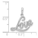 Sterling Silver Rhodium Plated Diamond Love Pendant - Image 3