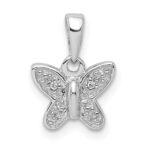 Sterling Silver Rhodium Plated Diamond Butterfly Pendant
