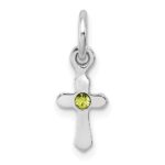 Sterling Silver RH-pltd Child's Aug Lt Green Preciosca Crystal Cross Penda