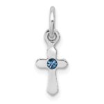 Sterling Silver RH-pltd Child's Dec Blue Preciosca Crystal Cross Pendant