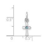 Sterling Silver RH-pltd Child's Mar Lt Blue Preciosca Crystal Cross Pendan - Image 4