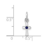 Sterling Silver RH-pltd Child's Sept Blue Preciosca Crystal Cross Pendant - Image 4