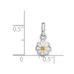 Sterling Silver RH-plated White & Yellow Enamel Daisy Children's Pendant - Image 3