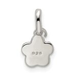 Sterling Silver Polished Pink Enameled Flower Children's Pendant - Image 4