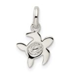 Sterling Silver Polished Multi-color Enameled Sea Turtle Children's Pendant - Image 4