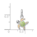 Sterling Silver Polished Multi-color Enameled Sea Turtle Children's Pendant - Image 3