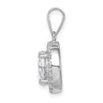 Sterling Silver Rhodium-plated Polished CZ Halo Pendant - Image 2