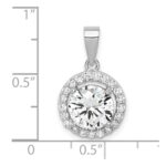Sterling Silver Rhodium-plated Polished CZ Halo Pendant - Image 3