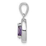 Sterling Silver Rhod-plated w/ Purple and White CZ Oval Pendant - Image 2
