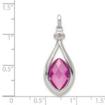 Sterling Silver Rhod-plated Synthetic Red Fancy-cut Marquise Pendant - Image 3