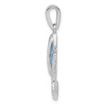 Sterling Silver Rhodium-plated Created Blue Opal Stingray Pendant - Image 2