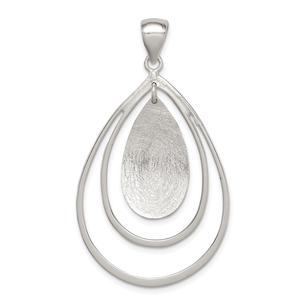 QP4312.jpg Sterling Silver Polished & Textured Teardrop Pendant - Image 1