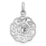 Sterling Silver Rhodium-plated Polished Celtic Pendant - Image 4