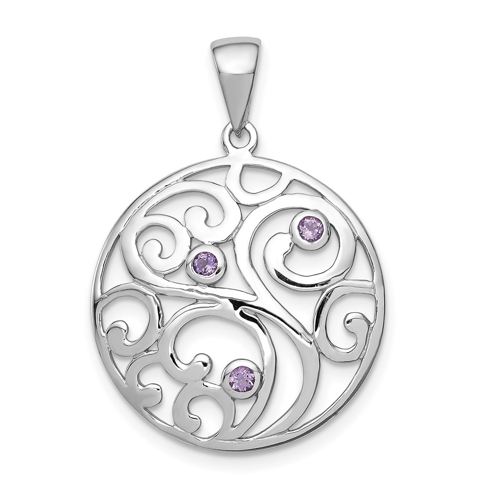 QP4355.jpg Sterling Silver Rhodium-plated w/Amethyst Pendant - Image 1