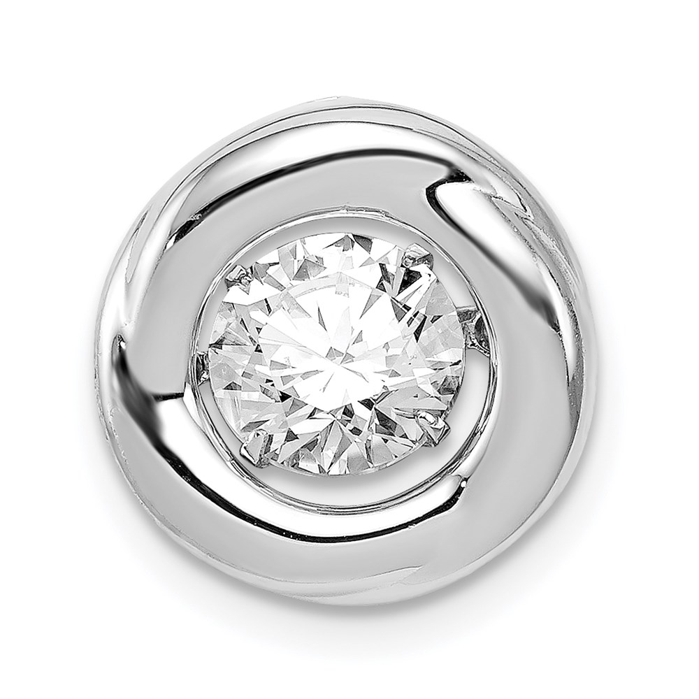 QP4390.jpg Sterling Silver Platinum-plated Polished Vibrant CZ Circle Pendant - Image 1