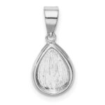 Sterling Silver Rhod-plated Lab Created Opal Teardrop Pendant - Image 4
