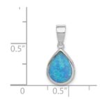 Sterling Silver Rhod-plated Lab Created Opal Teardrop Pendant - Image 3