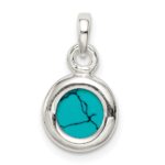Sterling Silver Polished Lab Created Turquoise Pendant - Image 4