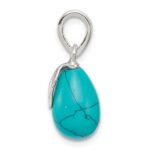 Sterling Silver Polished Lab Created Turquoise Pendant - Image 2