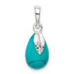 Sterling Silver Polished Lab Created Turquoise Pendant - Image 4
