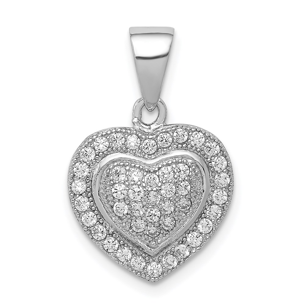 QP4447.jpg Sterling Silver Rhodium-plated Polished CZ Heart Pendant - Image 1