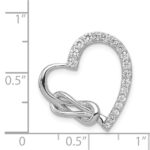 Sterling Silver Rhodium-plated CZ Heart Chain Slide - Image 3